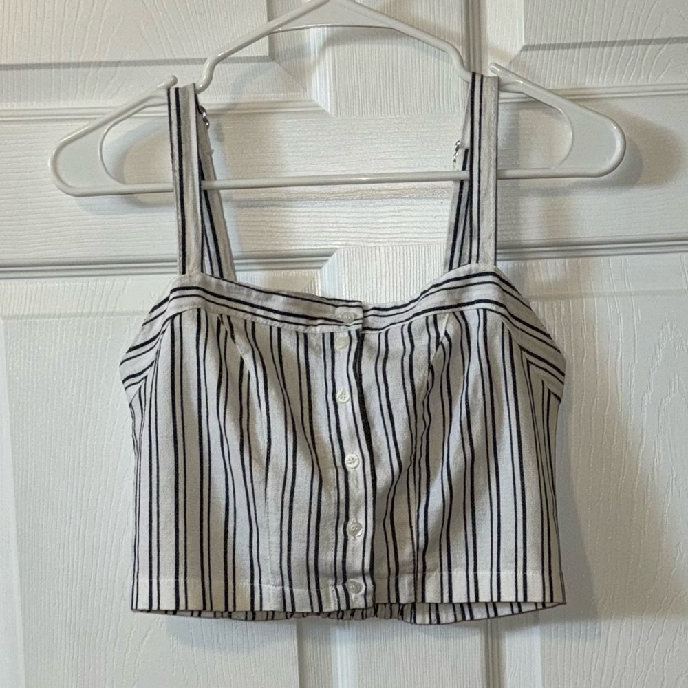 BRANDY MELVILLE • Women’s Cropped Tank Top White with Black Stripes One Size